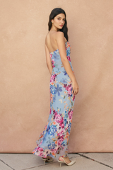 Tan Petal Paths Ruffled Maxi Dress Maxi Dress