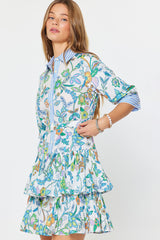 Lavender Kasey Floral Paisley Tiered Mini Dress Mini Dress