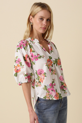 Wheat Turner Floral Puff Sleeve Blouse Blouse