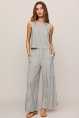 Light Gray Sloane Knit Striped Top Top