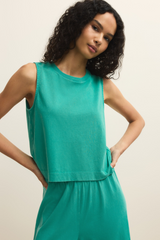Antique White Sloane Cotton Jersey Muscle Tank Top