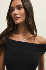 Black Second Skin Off Shoulder Top Top