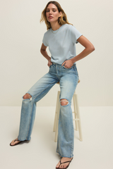 Light Gray Tourist Knit Jersey Tee T Shirt