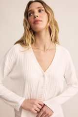 Bisque Mara Silky Rib Cardigan Sweater