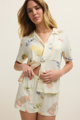Antique White Beach Days PJ Top Pajama Top
