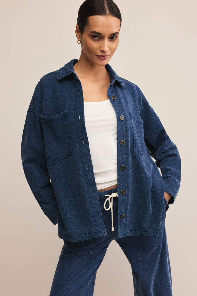 Light Gray All Day Knit Denim Jacket Jacket