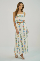 Gray Adri Top in Ivory/Multi Folksy Floral Stripe Top