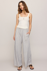 Light Gray Scout Knit Striped Pant Pant