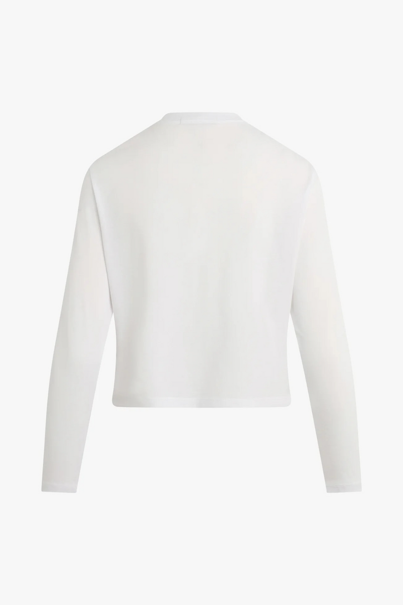 White Smoke The Cropped Collegiate Long Sleeve Tee T Shirt