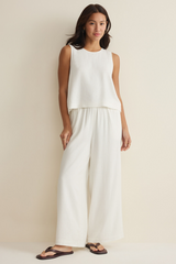 Antique White Sloane Linen Cropped Tank Tank
