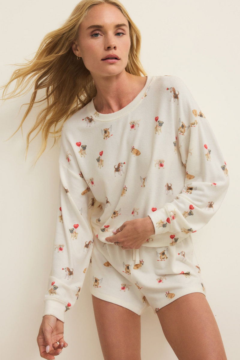 Light Gray Bisous Love Pup Top Top