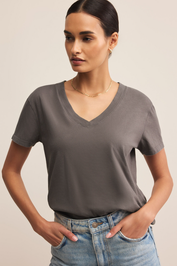 Light Gray Weekdays V-Neck Tee T Shirt