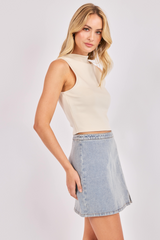 Light Gray Hustle Sleeveless Crop Top Top