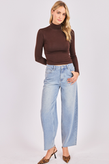 Light Gray Coralie Turtleneck Knit Top Top