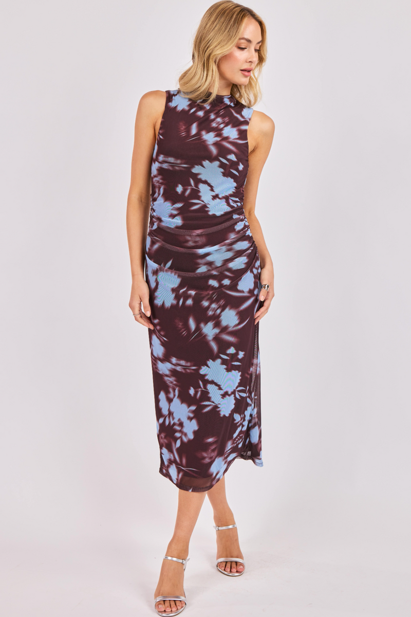 Light Gray Urban Siren Ruched Midi Dress Midi Dress
