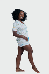 Lavender I Love Charleston Knit Button Down Short Set | Rainbow Row PJ Set