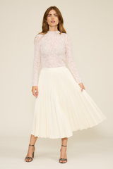 Antique White Billie Pleated Skirt Midi Skirt