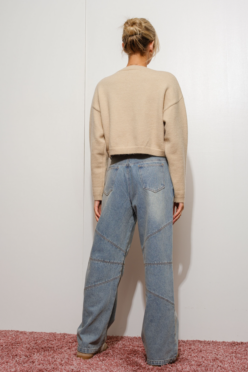 Light Gray Espresso Martini Hour Cropped Sweater sweater