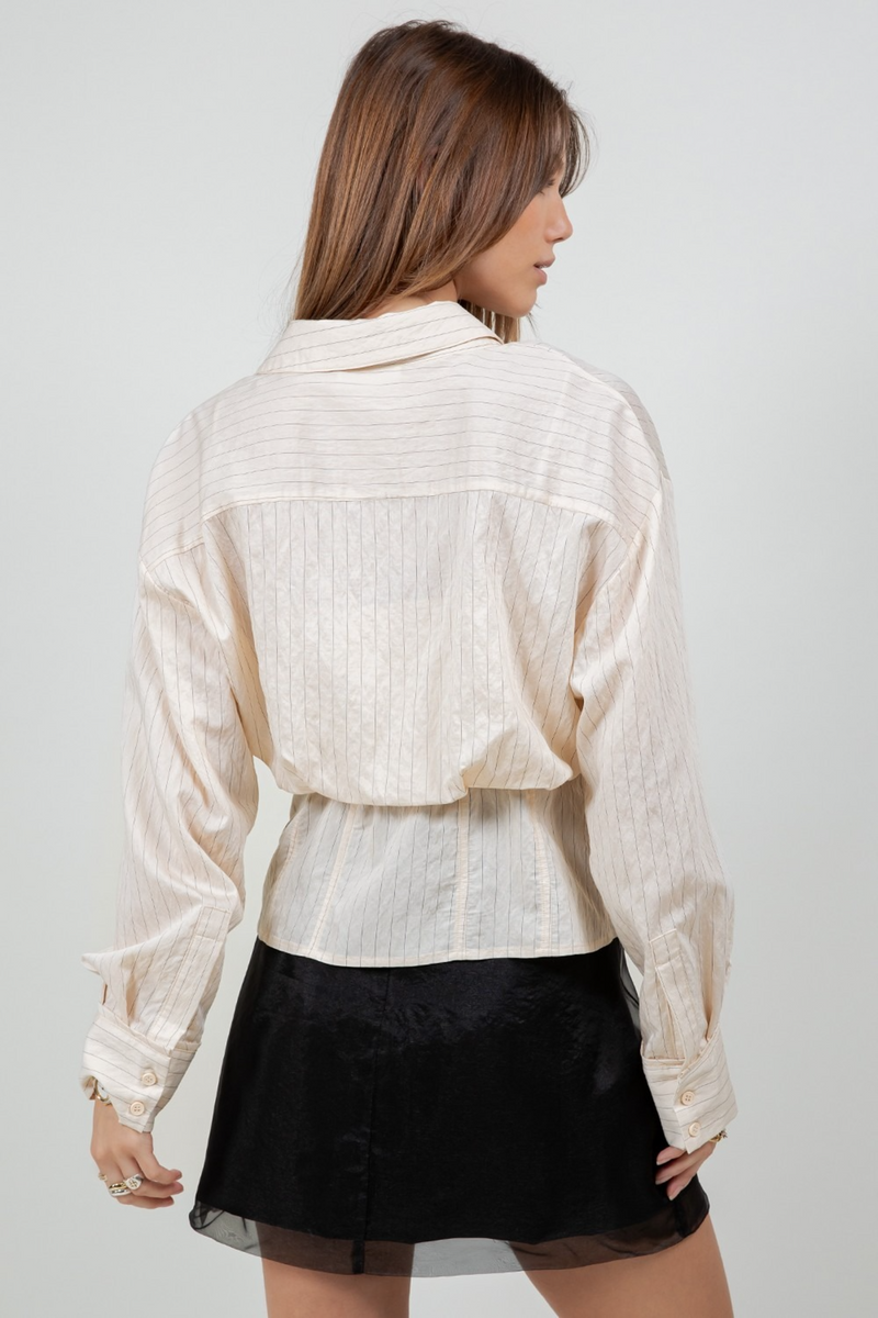 Light Gray Pinstripe Confessions Layered Shirt Shirt