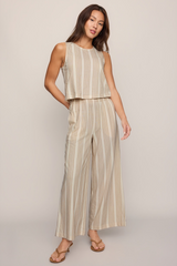 Gray Scout Knit Striped Pant Pant