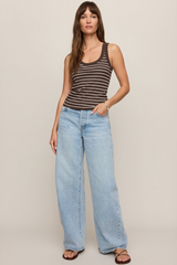 Dark Gray Rowe Striped Scoop Tank Tank Top