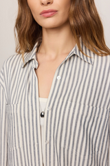 Gray Reese Button Up Stripe Top Shirt
