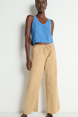 Tan Lucia Tie Waist Pant Pant