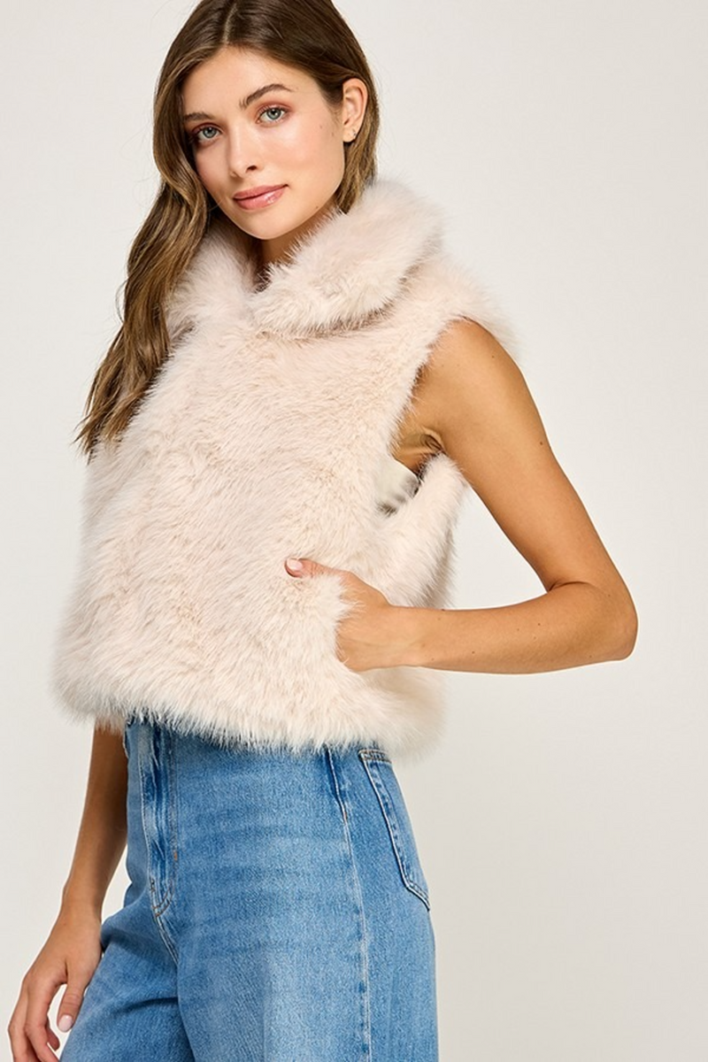 Light Gray Emerson Faux Fur Vest Vest
