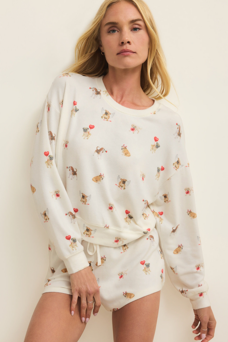 Light Gray Bisous Love Pup Top Top