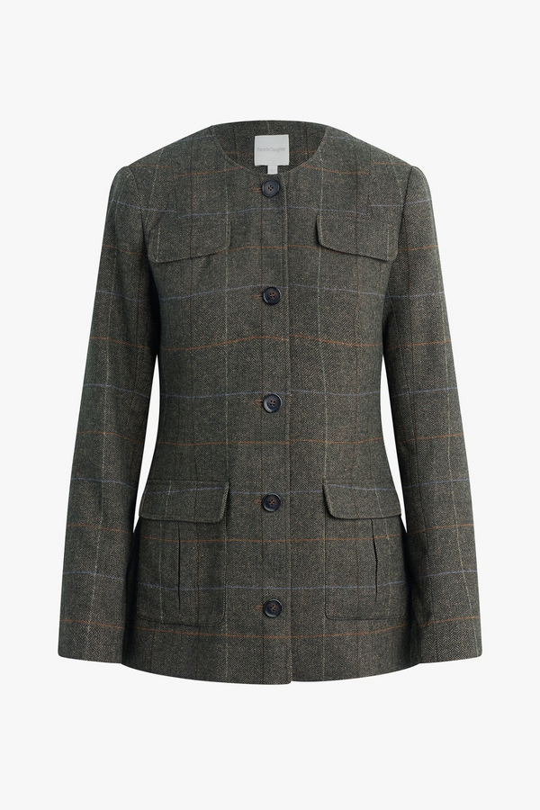 Dark Slate Gray The Spencer Jacket in Mocha Plaid Jacket