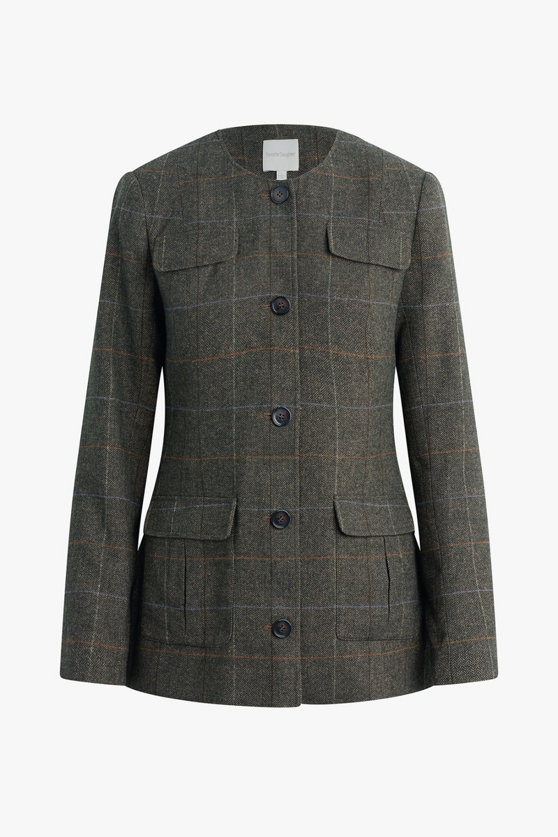 Dark Slate Gray The Spencer Jacket in Mocha Plaid Jacket