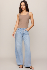 Light Gray Rowe Ribbed Scoop Tank Tank
