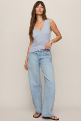 Dark Gray Ellie Rib V-Neck Tank Tank Top