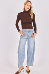 Light Gray Coralie Turtleneck Knit Top Top