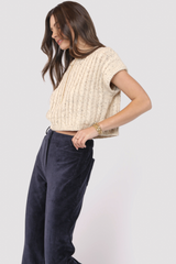 Light Gray Effortless Cable Knit Sweater Tank Tank