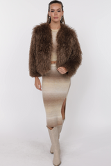 Light Gray Deep Woods Cropped Vegan Fur Jacket Jacket