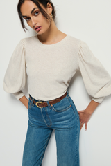 Light Gray Loren Peasant Tee Top