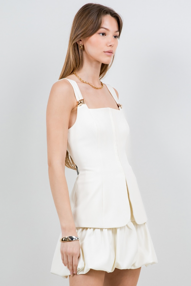 Light Gray Metal & Motives Corset Top Top