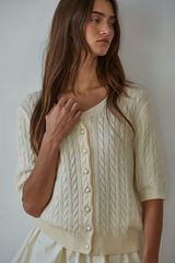 Rosy Brown May Cable Knit Cardigan Cardigan