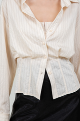Light Gray Pinstripe Confessions Layered Shirt Shirt