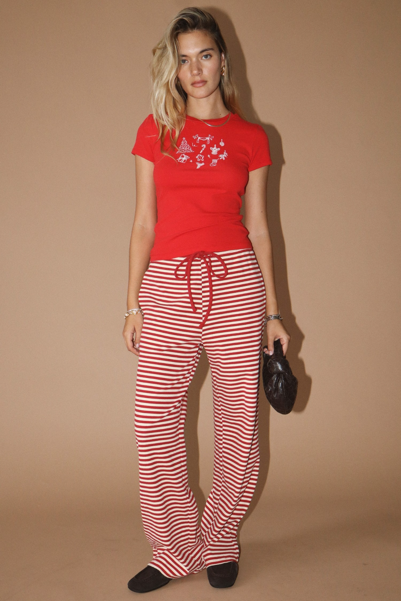 Rosy Brown Holly Jolly Icon Sketch Baby Tee Graphic Tee