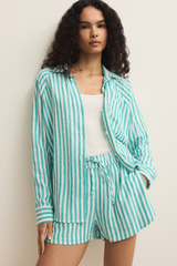 Antique White The Perfect Linen Stripe Top Shirts & Tops