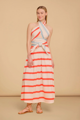 Tan Kit Skirt in Beacon Stripe Midi Skirt