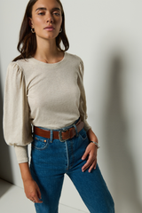 Gray Loren Peasant Tee Top