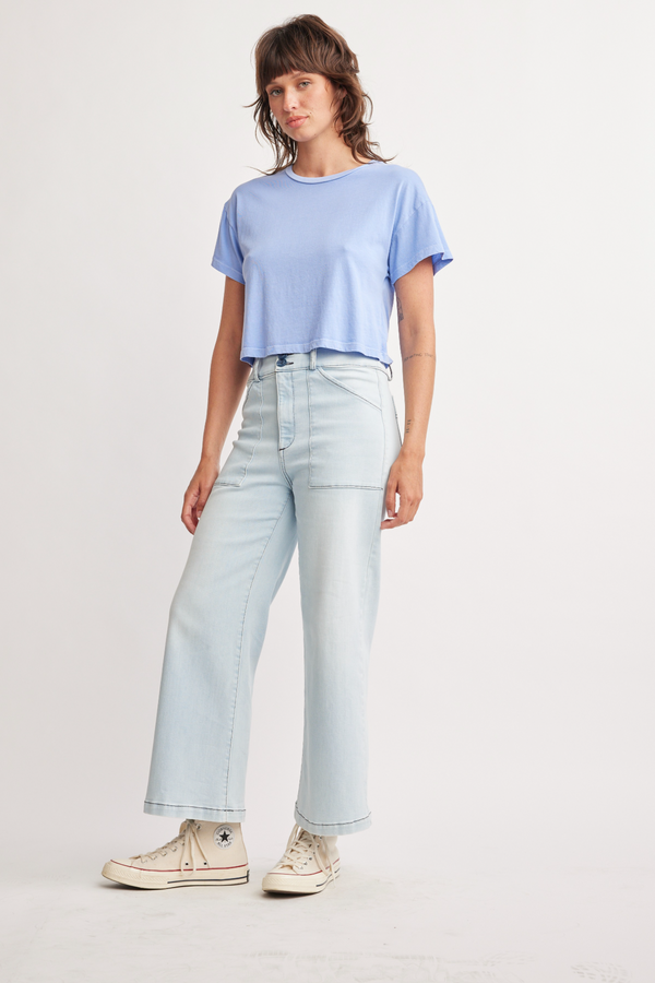 Light Gray Drew Crop T-Shirt T Shirt