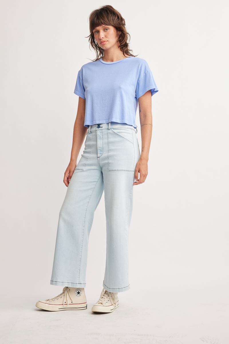 Light Gray Drew Crop T-Shirt T Shirt