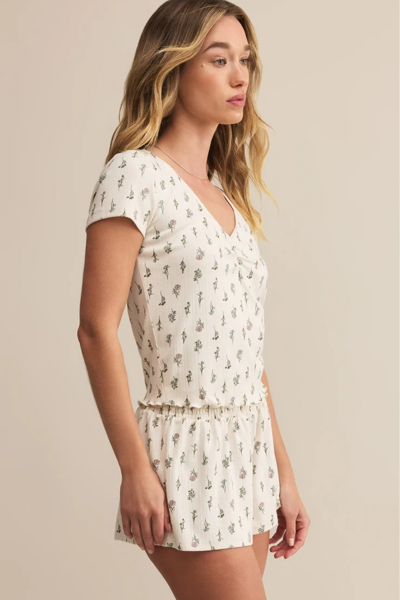 Light Gray Montana Floral Top Top