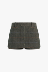 Dark Slate Gray The Spencer Skort in Mocha Plaid Skort