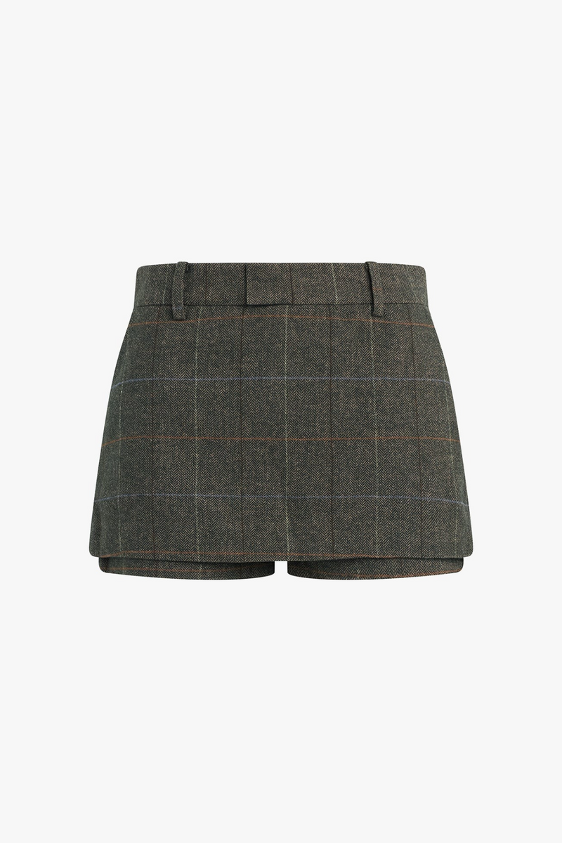 Dark Slate Gray The Spencer Skort in Mocha Plaid Skort