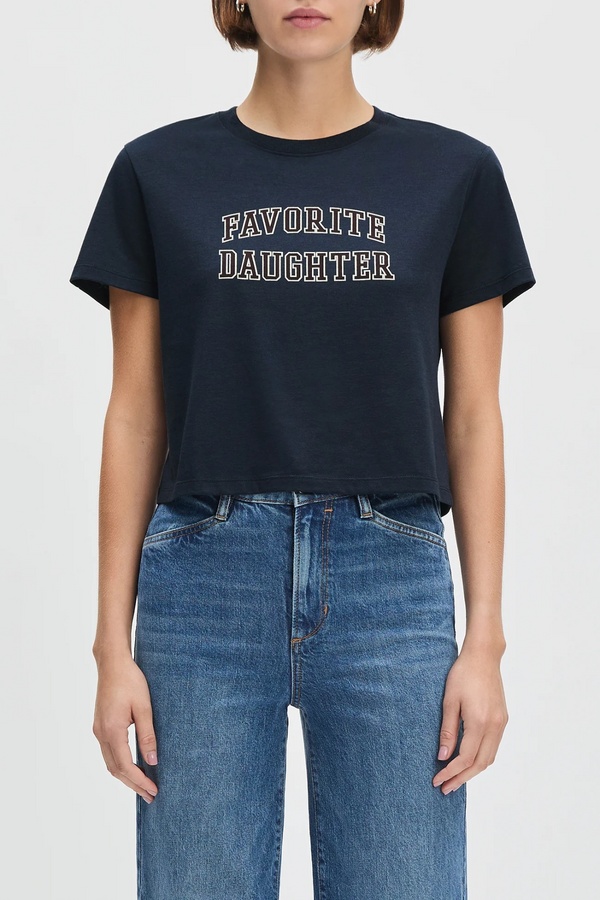 Light Gray The Cropped Collegiate Tee | Navy/Burgundy T Shirt